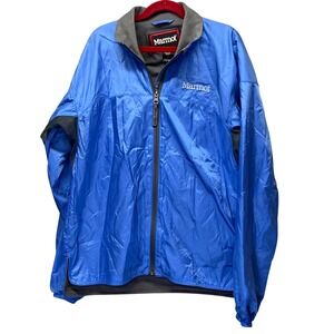 Marmot Blue Lightweight Full Zip Jacket Lined Small Pit Vents Outdoor Hiking